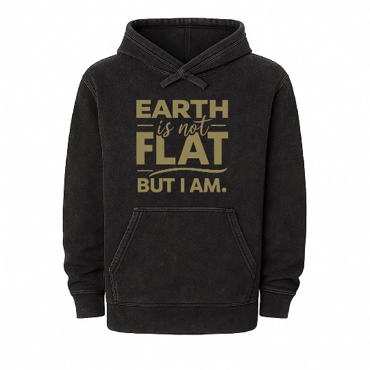 Flat Earth Satire Ironic Jokes Mineral Wash Hoodies