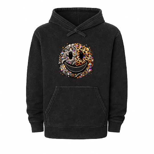 Smiling Bling Graphic Mineral Wash Hoodies