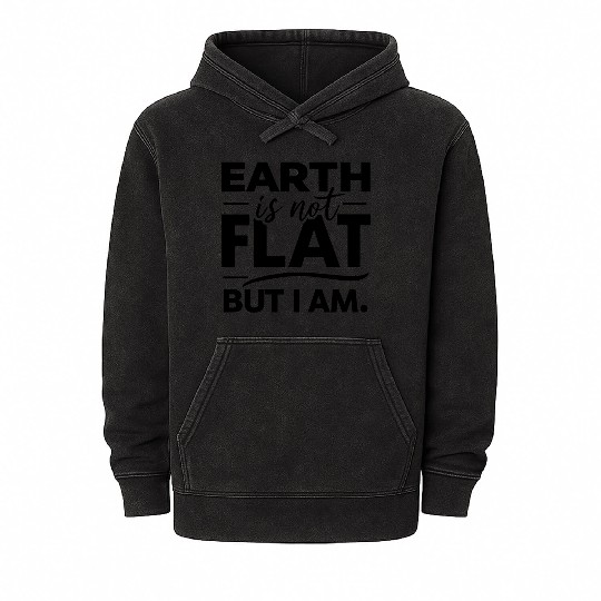 Flat Earth Satire Ironic Jokes Mineral Wash Hoodies