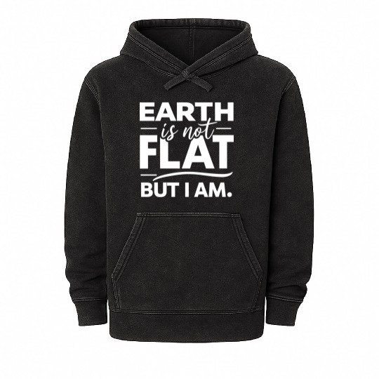 Flat Earth Satire Ironic Jokes Mineral Wash Hoodies