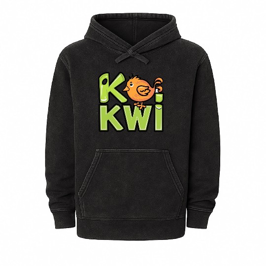 Kiwi Bird Cartoon Mineral Wash Hoodies