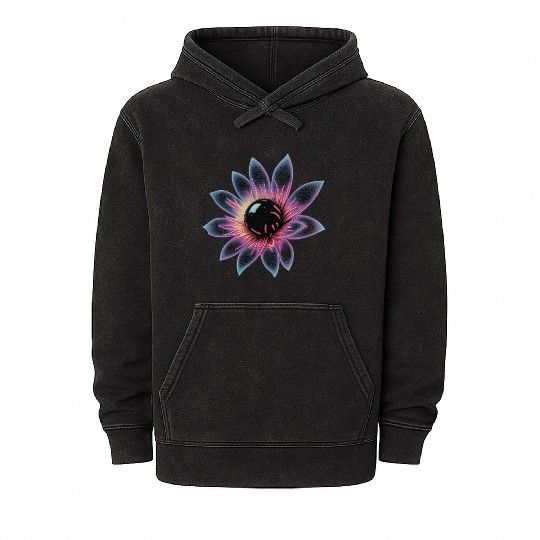 Galactic Lotus Neon Design Mineral Wash Hoodies