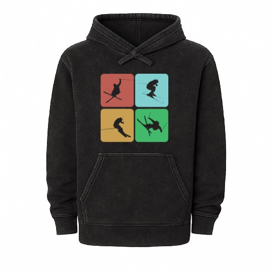 Skiing Mountains Winter sports Nature Mineral Wash Hoodies