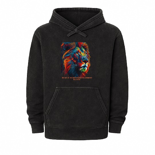 Lion of Judah Jesus Revelation Bible Verse Christ Mineral Wash Hoodies