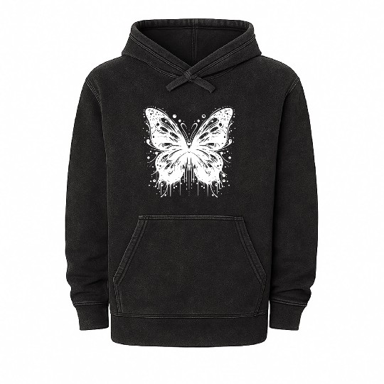 Pretty Tattoo Kids Style Butterfly Mineral Wash Hoodies
