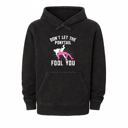 Dont let the ponytail fool you Wrestling Mineral Wash Hoodies