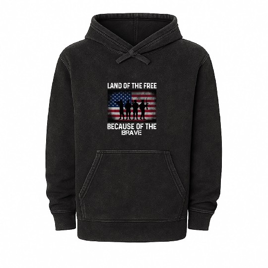 Land of the free because of the brave Mineral Wash Hoodies