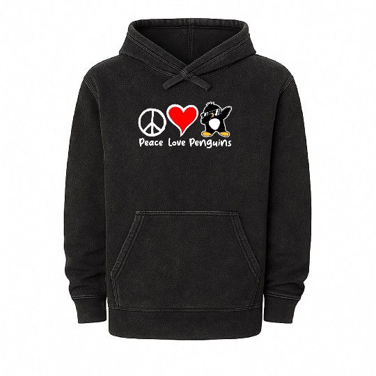 Love Peace Penguins Funny Dab Cool Penguin Dabbing Mineral Wash Hoodies