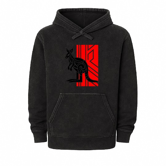 Kangaroo Vector Design 3 Colors Mineral Wash Hoodies