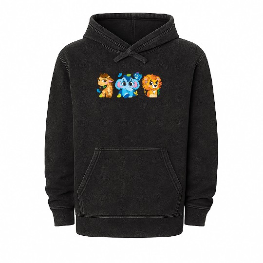 Cute Safari Animals Mineral Wash Hoodies