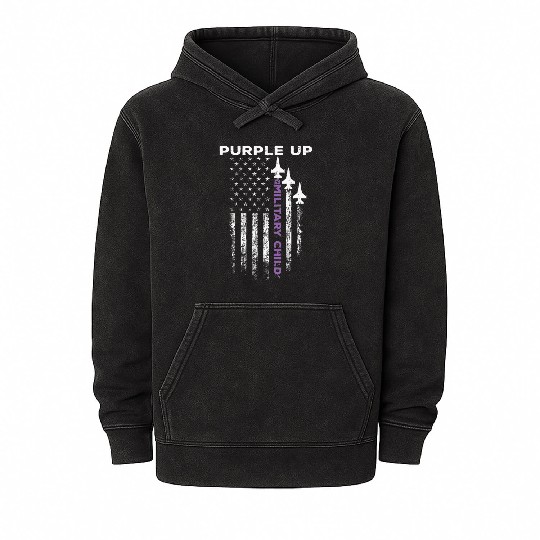 Purple Up For Military Kids Force US Flag Mineral Wash Hoodies