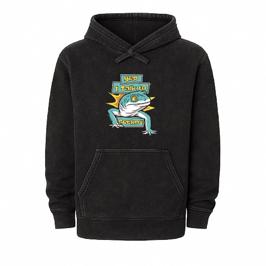 I Talk To Geckos Lizard Gekkota Crested Leopard Mineral Wash Hoodies