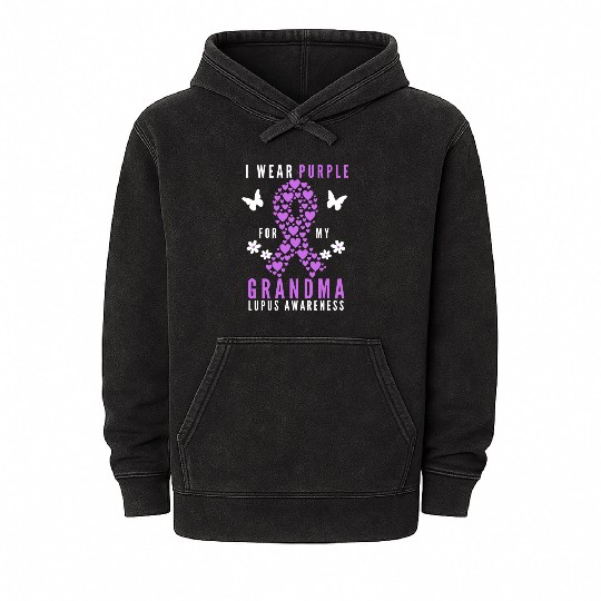 I wear purple for my grandma lupus awareness Mineral Wash Hoodies