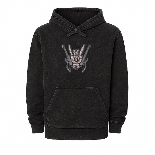 Electric Guitar Skeleton Mineral Wash Hoodies