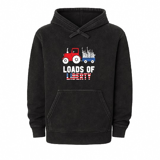 Liberty Tractor Patriotic American Mineral Wash Hoodies
