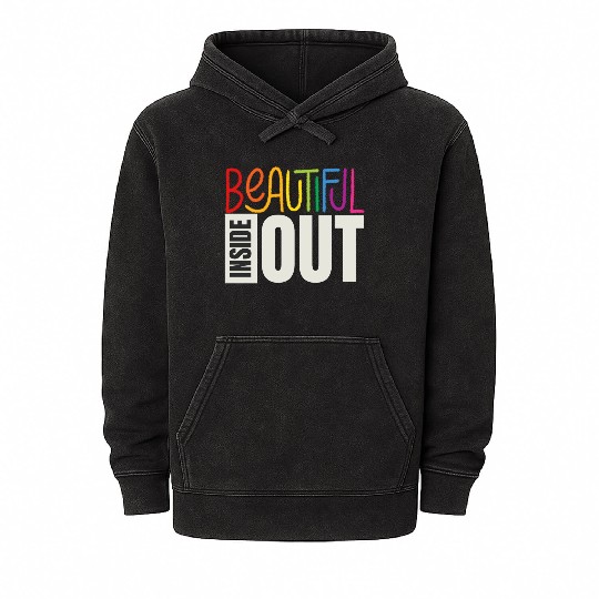 Beautiful Inside Out (black) Mineral Wash Hoodies