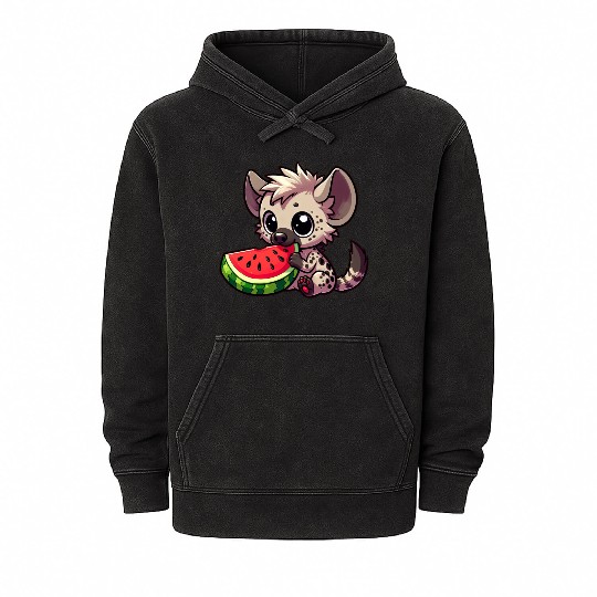 Hyena with Watermelon Summer Fruit Mineral Wash Hoodies