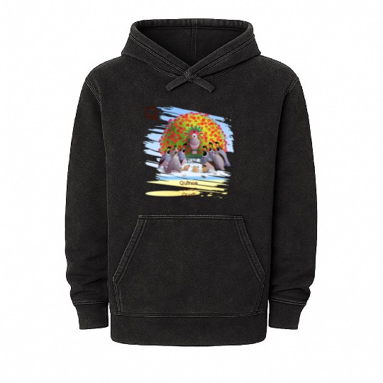 Unique Creative Cute Q Alphabet Quince Queen Quail Mineral Wash Hoodies