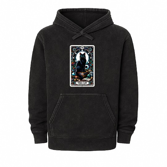 Tarot Card The Cat Mineral Wash Hoodies