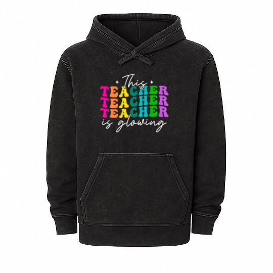 This Teacher Is Glowing Hello Summer Mineral Wash Hoodies