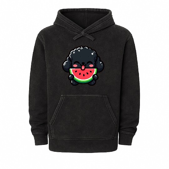 Summery Poodle with Watermelon Mineral Wash Hoodies