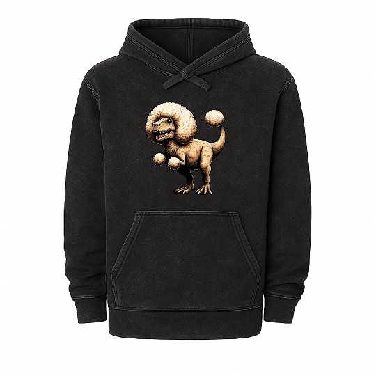 Poodle T-Rex Fusion Mythical Creature Design Mineral Wash Hoodies