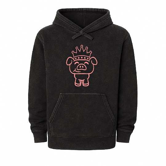 Pig King Queen Crown Prince Princess Piggy Piglet Mineral Wash Hoodies