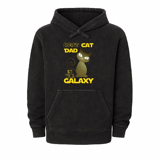 Galaxy Cat Best Cat Dad Mineral Wash Hoodies