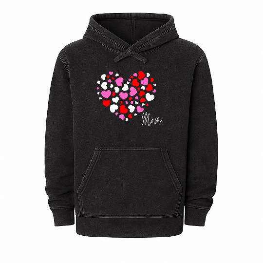 Hearts Love Mom 3 Mineral Wash Hoodies