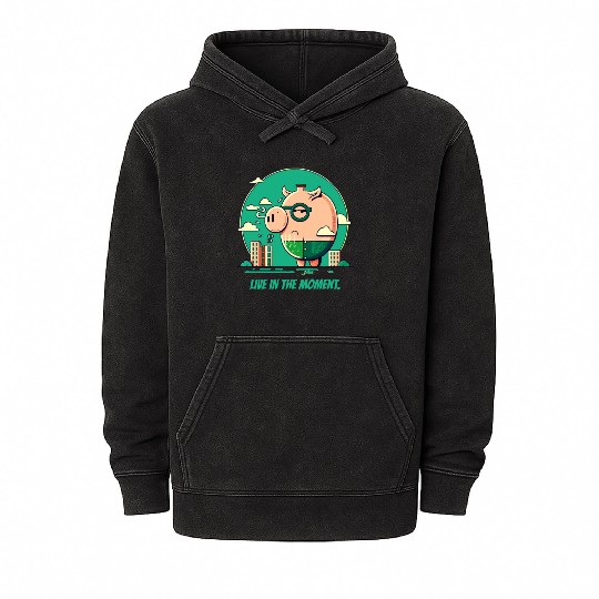 Live in the Moment Pig Mineral Wash Hoodies