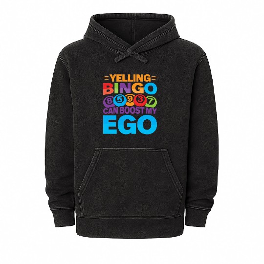 Funny Bingo Caller Mineral Wash Hoodies
