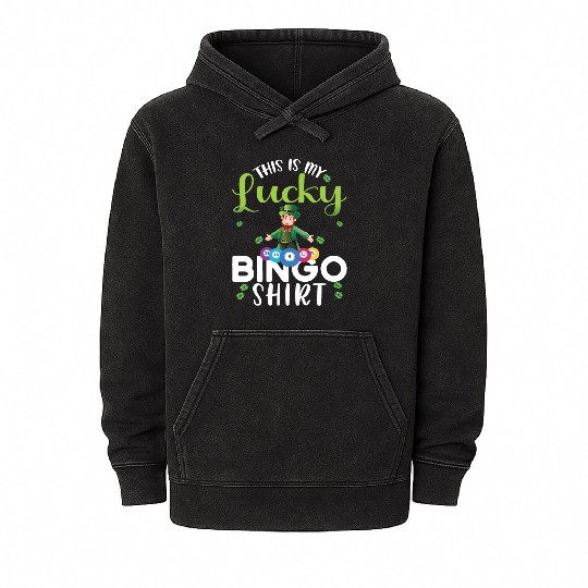 Funny Bingo Player St Patricks Day Mineral Wash Hoodies