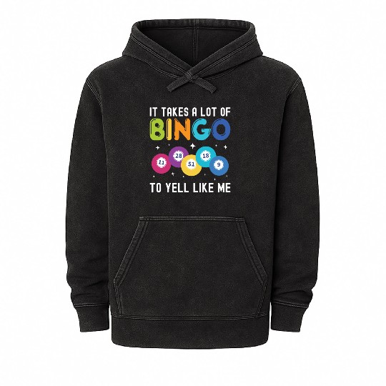 Funny Bingo Yeller Bingo Player Mineral Wash Hoodies