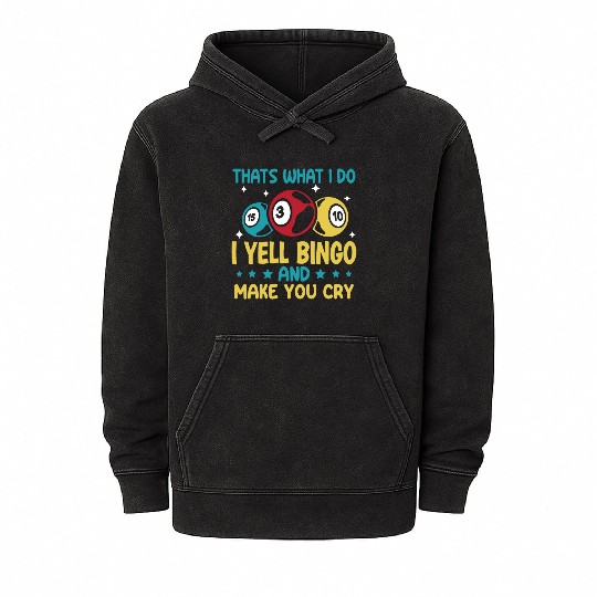 Funny Bingo Player Mineral Wash Hoodies