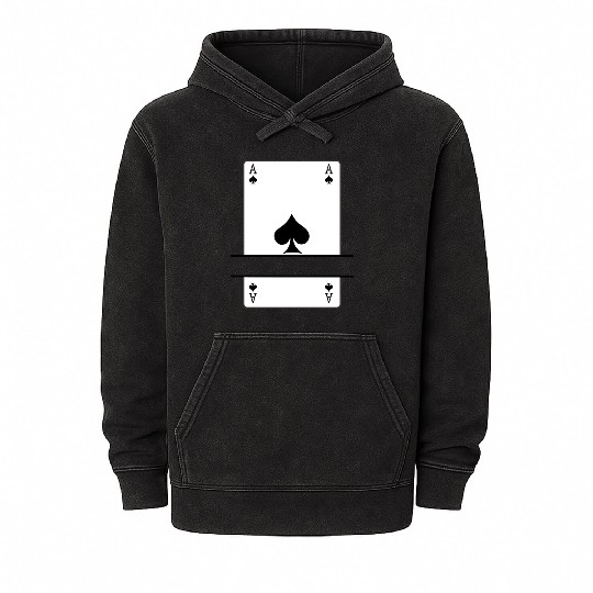 Playing card ace of spades with banner space Mineral Wash Hoodies