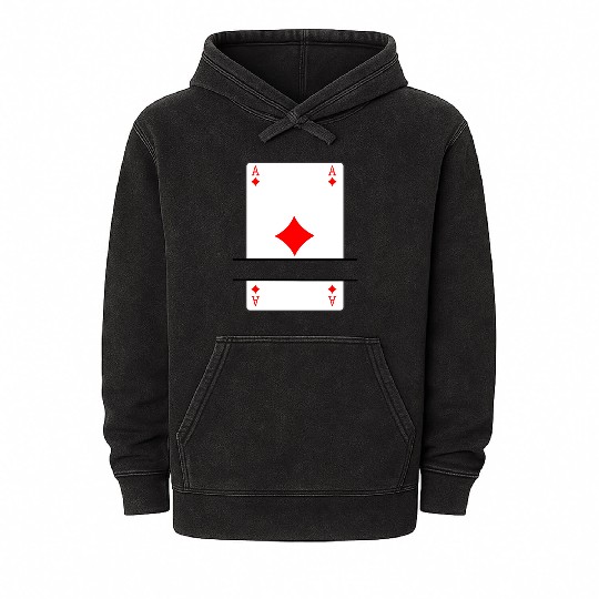 Playing card ace of diamonds with banner space Mineral Wash Hoodies