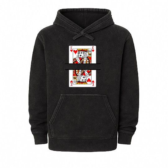 Playing card hearts king with banner space Mineral Wash Hoodies