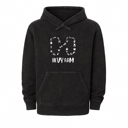 Hevy Fam: Workout Exercise Tracker App Family W/B Mineral Wash Hoodies