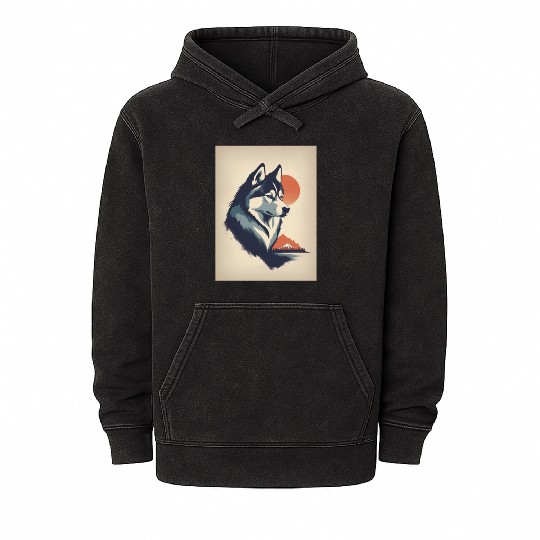 Husky Dog 3 - Japanese Old Vintage Mineral Wash Hoodies