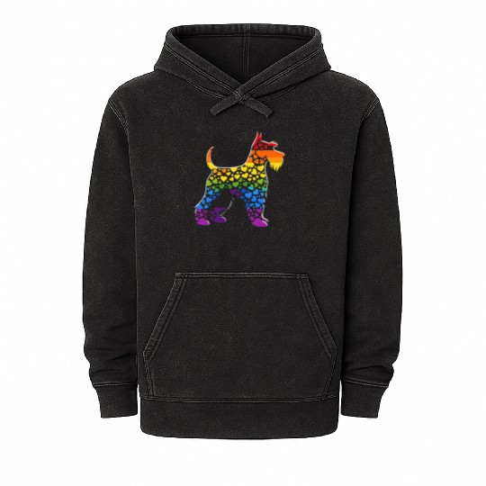Miniature Schnauzer Rainbow LGBT Gay Pride Lesbian Mineral Wash Hoodies