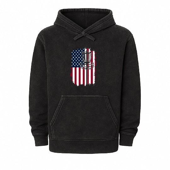 Disc Golf US Flag Flag Disc Basket US Flag Disc Go Mineral Wash Hoodies
