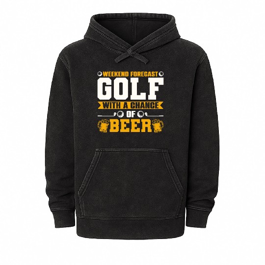 Weekend Forecast Golf with a Chance of Beer Mineral Wash Hoodies