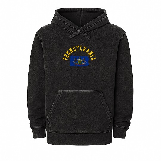Embrace Your Roots with Pennsylvania Patriot Flag Mineral Wash Hoodies