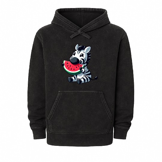 Zebra melon watermelon fruit fruity Mineral Wash Hoodies
