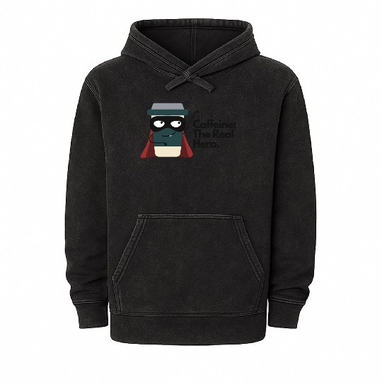 Caffeine The Real Hero Mineral Wash Hoodies