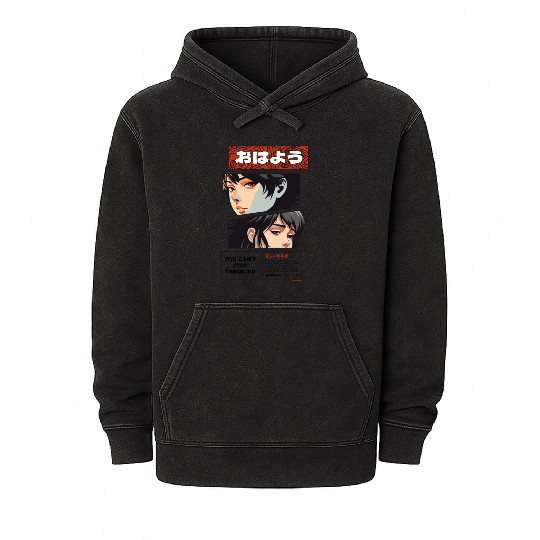 Anime Streetwear Design Mineral Wash Hoodies