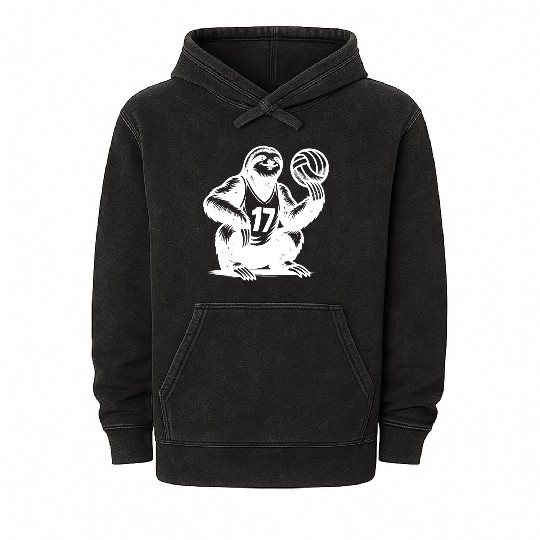 Sloth Volleyball Player Silhouette Sports Mineral Wash Hoodies