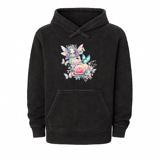 Butterfly Flower Fairy Gifts for Girls & Toddlers Mineral Wash Hoodies