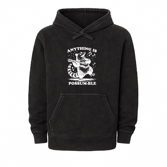 Possum with a guitar Mineral Wash Hoodies