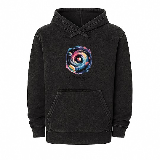 Dream Big Colorful Galaxy Spiral Mineral Wash Hoodies